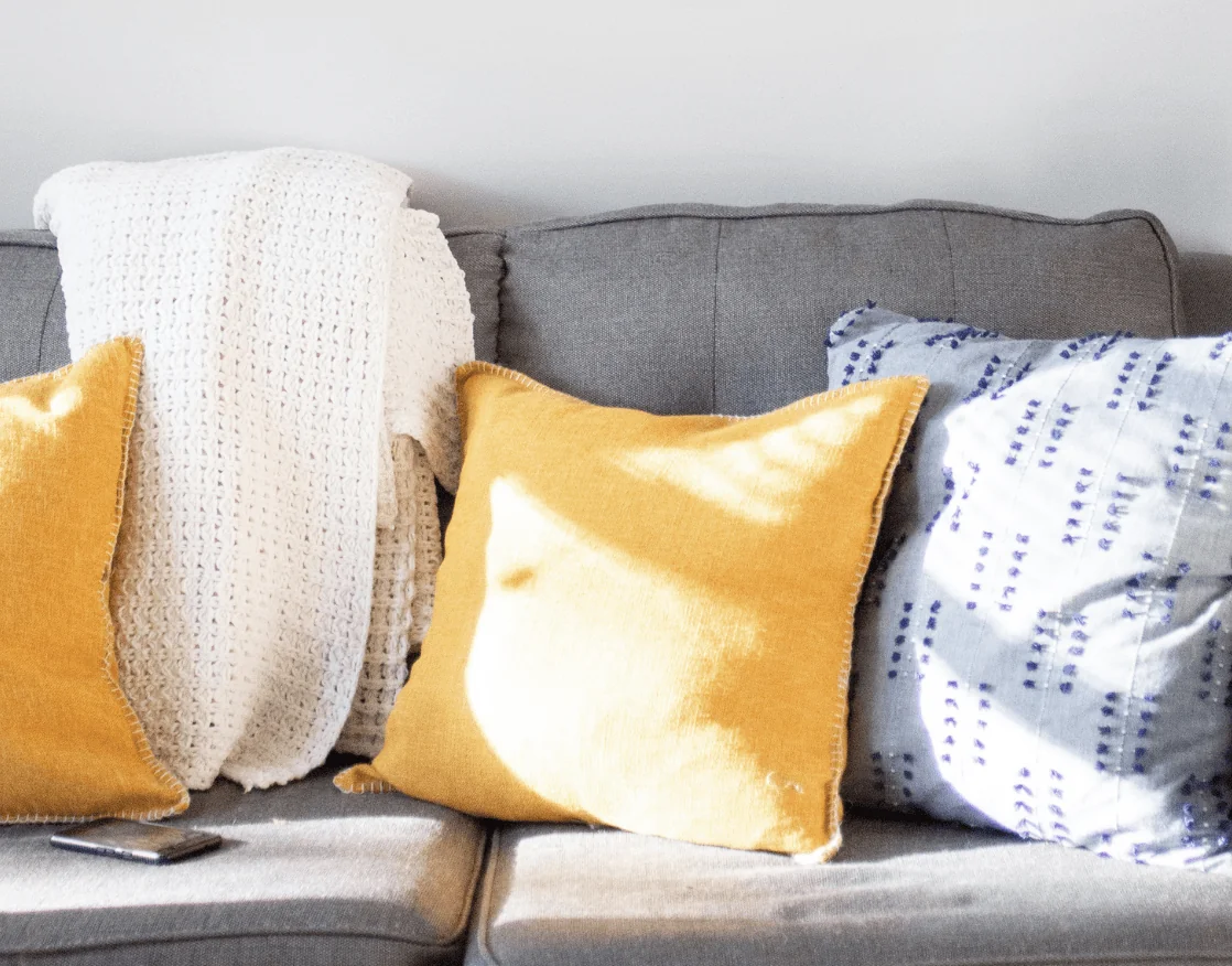 cozy couch with pillows